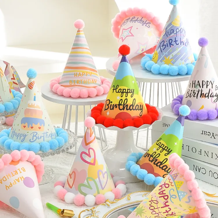 派对帽子眼镜男孩女孩生日周岁快乐场景布置气氛拍照道具头饰