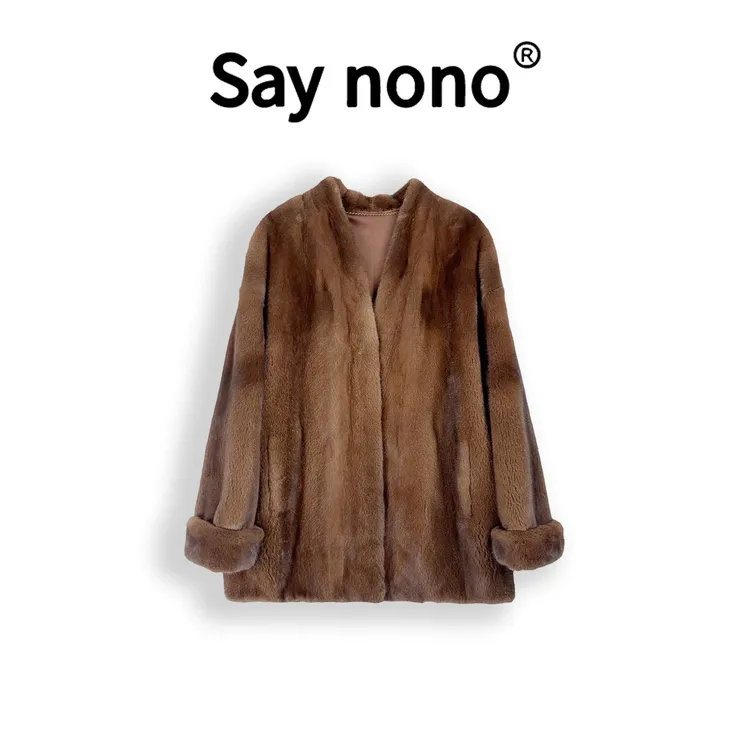 懒猫nono│Saynono 送腰带轻奢时尚挽袖设计水貂皮草外套WDSJX04