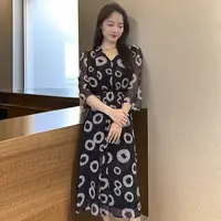 双节大促—桑蚕丝V领豹纹印花收腰显瘦连衣裙25