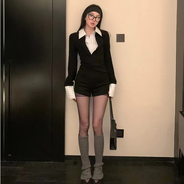 黑色短裤女高腰打底外穿2024秋冬季新款a字紧身休闲显瘦女热裤子