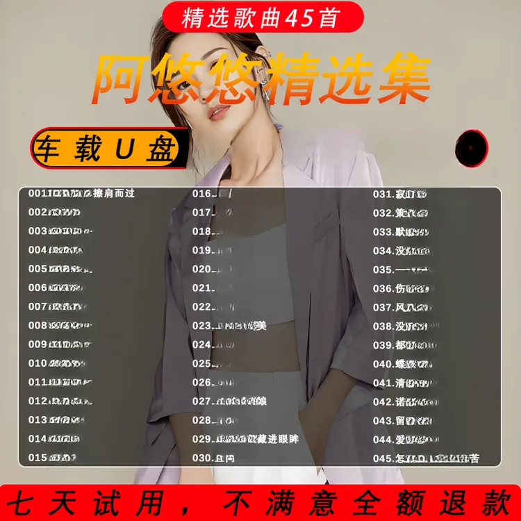 阿悠悠车载音乐U盘高品音质歌曲收录全歌曲优盘MP3汽车用品
