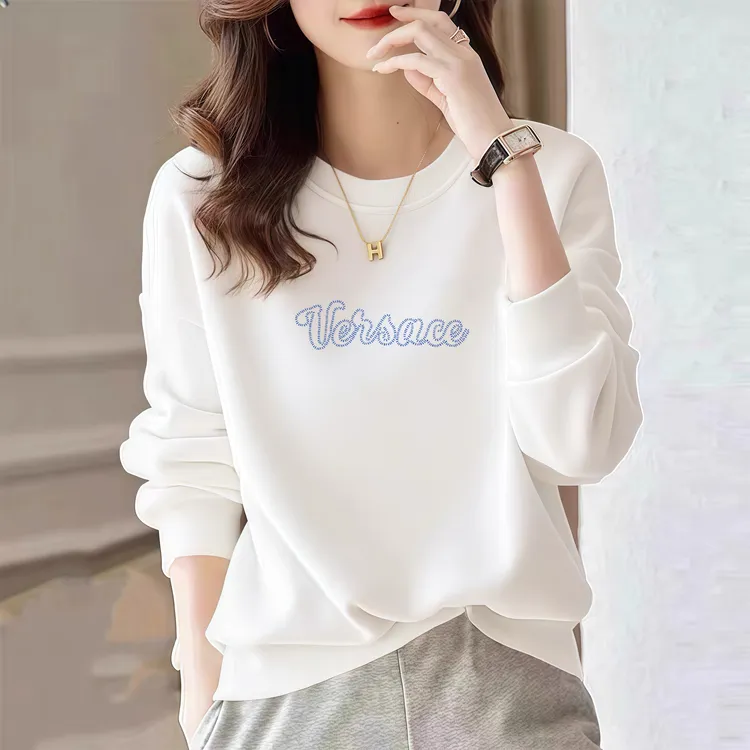 2025秋季女套头圆领减龄印花显瘦棉质卫衣女装时尚宽松上衣韩版冬