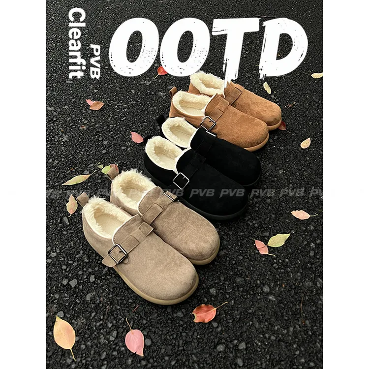 PVB*25FW“老钱系列”小土豆懒人穆勒鞋 秋冬加绒慵懒带后跟勃肯鞋