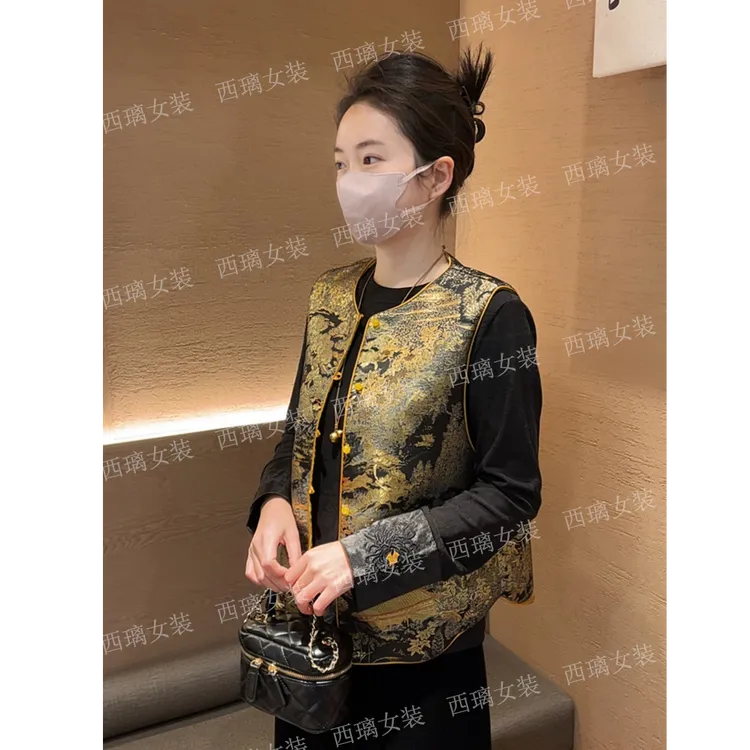 双面穿【汉宫秋月】刺绣提花马甲春秋季新中式女士中国风休闲马夹