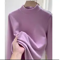 1642男女同款加厚新款中领双面打底衫磨毛保暖