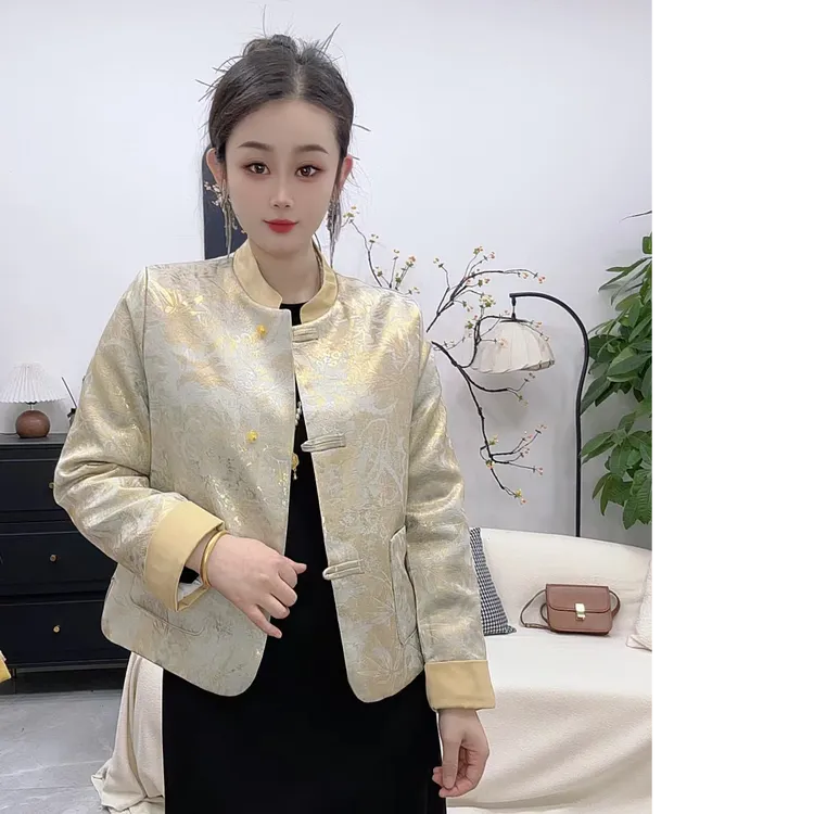 圆领新中式长袖女加棉厚款短外套150款