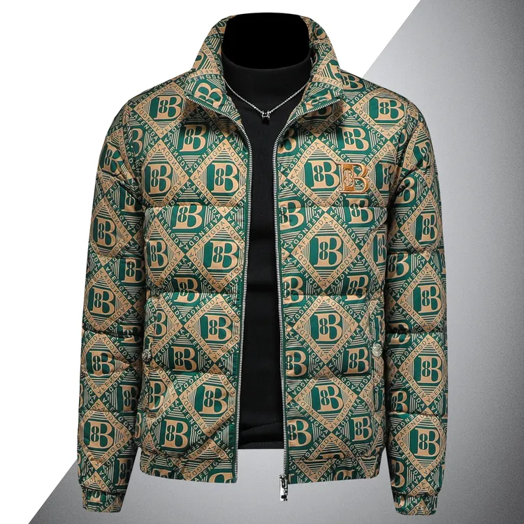 高端羽绒服男士秋冬款立领显瘦轻奢冬装欧洲站潮牌大码刺绣厚外套