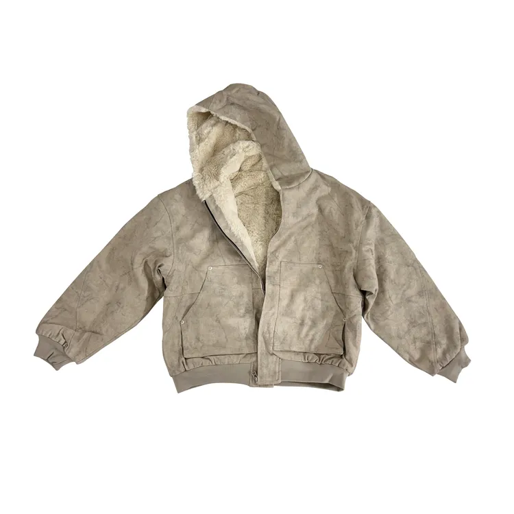Dehz座山雕cleanfit短款仿兔毛水洗帆布冬季加绒加厚休闲棉服棉衣