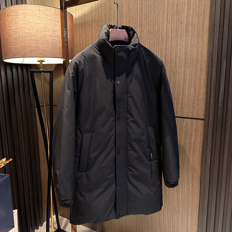 【商务型男 意式高级感】冬装男士中长款加厚保暖立领白鸭绒羽绒服