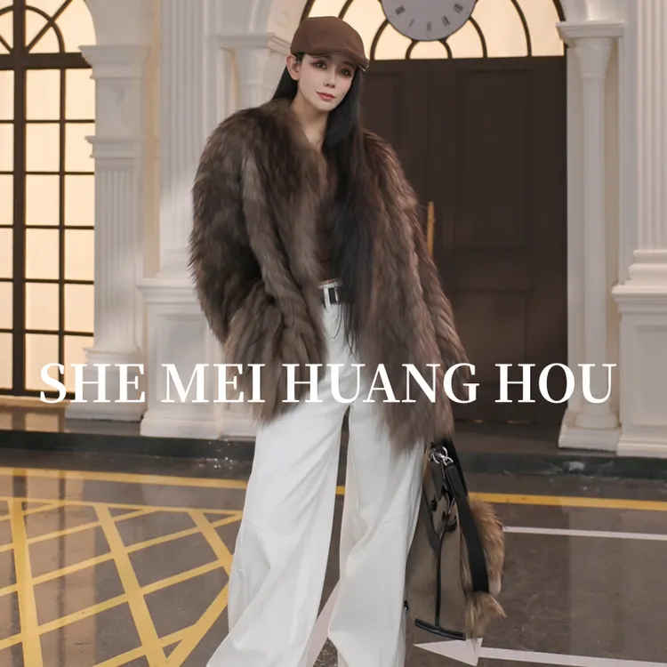 （冬日精灵）原创设计师款稀有貉子毛加厚皮草毛毛外套25024