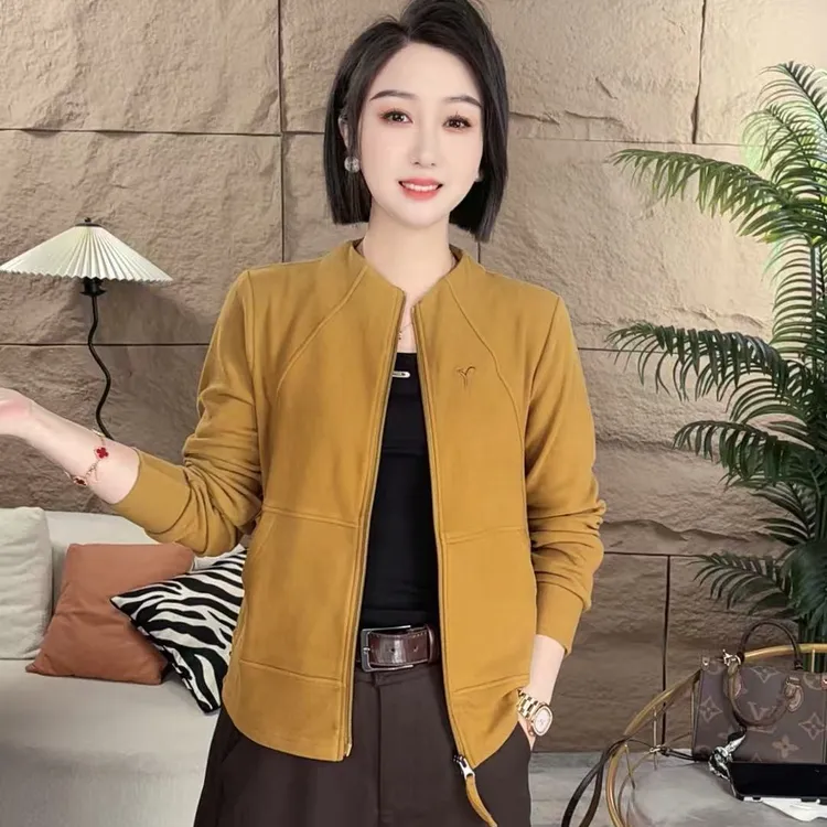 秋冬加绒加厚亲肤绒新款时尚洋气双拉链开衫休闲百搭卫衣外套女