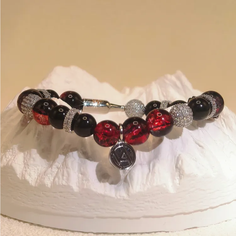 APORRO x VAC联名KANDI满镶钻红玛瑙/白松石/黑曜石/干青蓝石手串