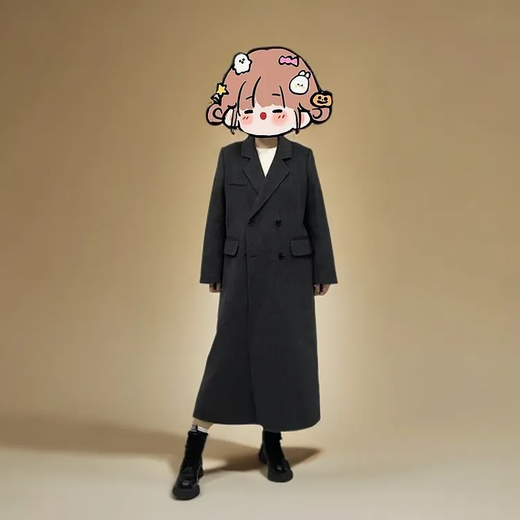 2024年新款韩式阔版大衣宽松休闲双面羊毛长款秋冬高级感