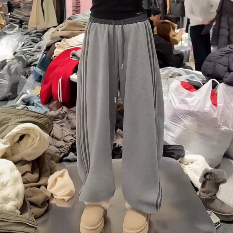 （美式街头）时髦慵懒侧边拼条加绒加厚休闲裤卫裤LK2508780