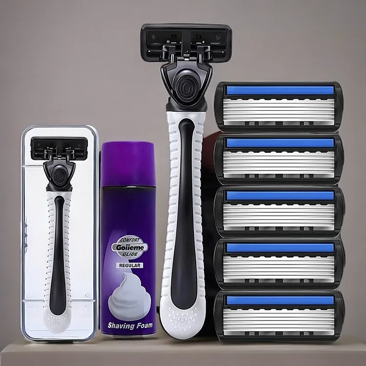 【开业福利】新升级6层手动剃须刀男士刮胡刀手刮刀头进口六层刀片