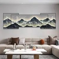 客厅沙发现代风风景静物高级感三叠装饰画轻奢手工晶瓷装饰挂画