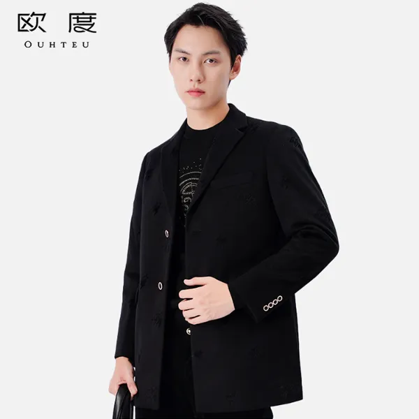 OUHTEU/欧度【100绵羊毛】秋冬季男士西装领舒适日常百搭外套4214