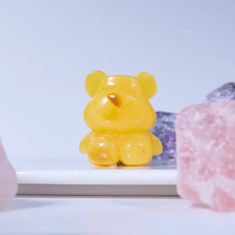 【颜如蜜珠宝】时尚高级爆款焦皮鸡油红浓蜡蜜蜡小熊吊坠FA011