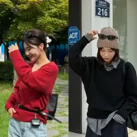 【NO退NO换】韩国丨秋季显白软糯红色/黑色v领毛衣