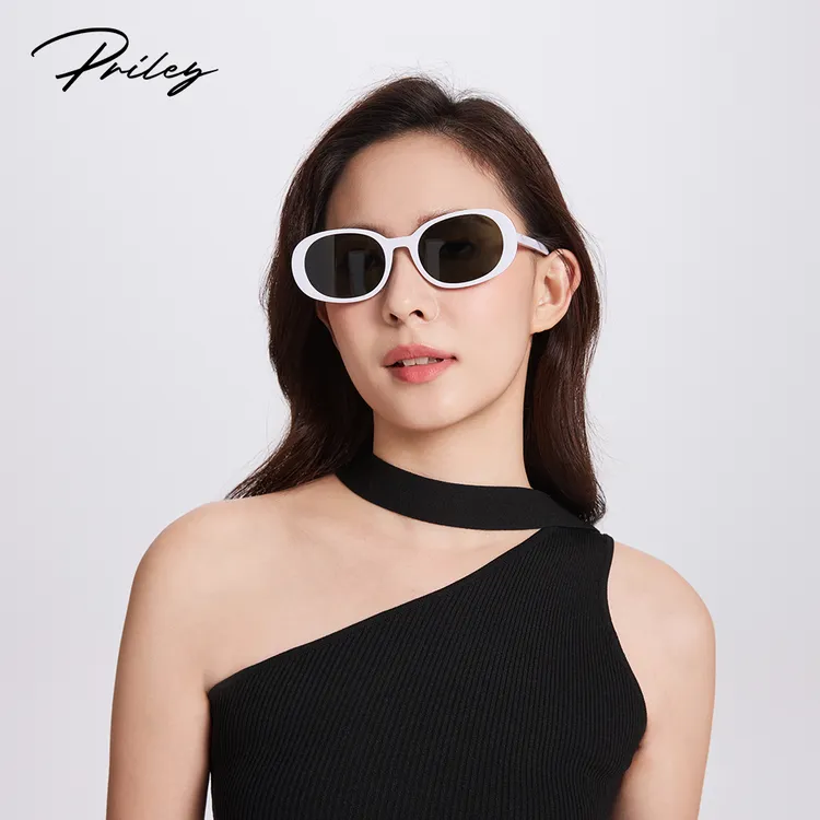 PRILEY玉白椭圆墨镜法式太阳镜防紫外线NOW