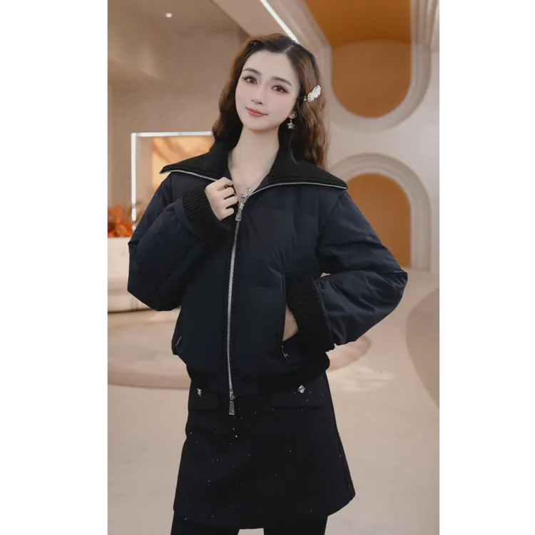 COCO BECCI【大翻领鹅绒服】90鹅复古针织极简羽绒外套CFJJD201117