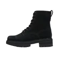 Clarks其乐 粗跟牛剖层革 短筒马丁靴 4.5cm 女款 黑色-261680044