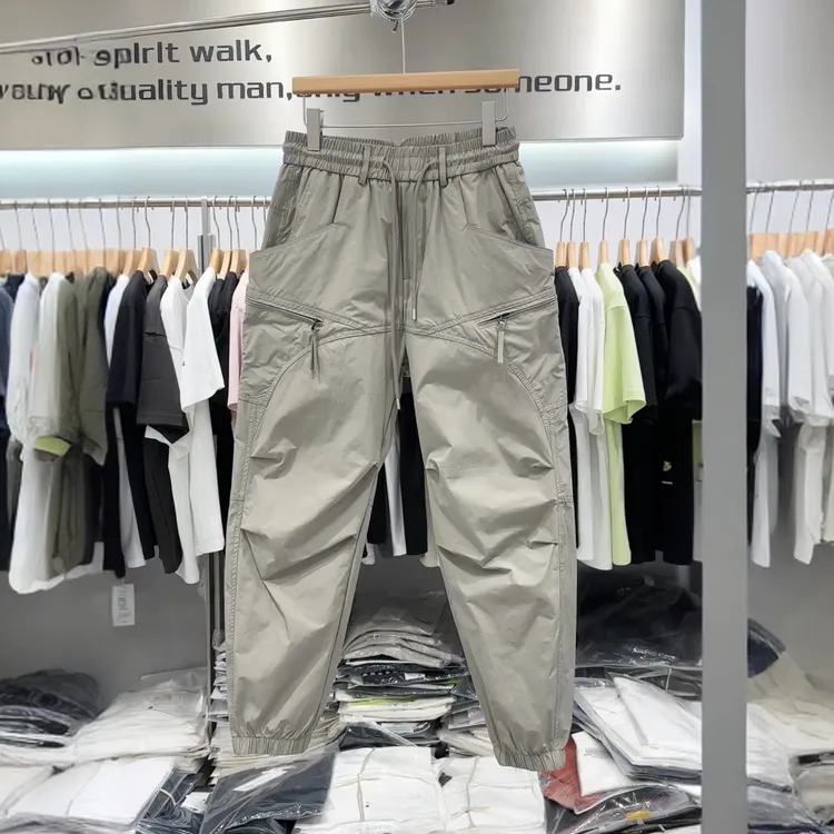 春秋新款工装裤男时尚宽松户外速干机能黑色束脚裤潮牌舒适哈伦裤