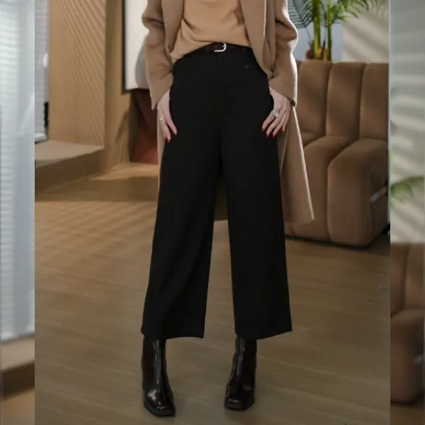 HELA AOMI “丝羊绒靴裤”山羊绒桑蚕丝阔腿保暖休闲裤CY5CH61902