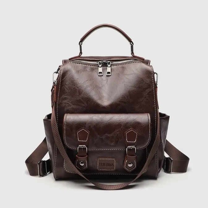 包包女2025新款多功能大容量双肩包女复古英伦风学生书包旅行背包