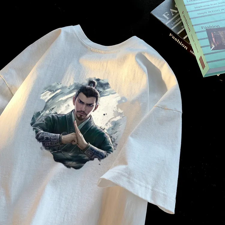 2025夏季新款重磅纯棉短袖哪吒印花流行圆领宽松情侣半袖T