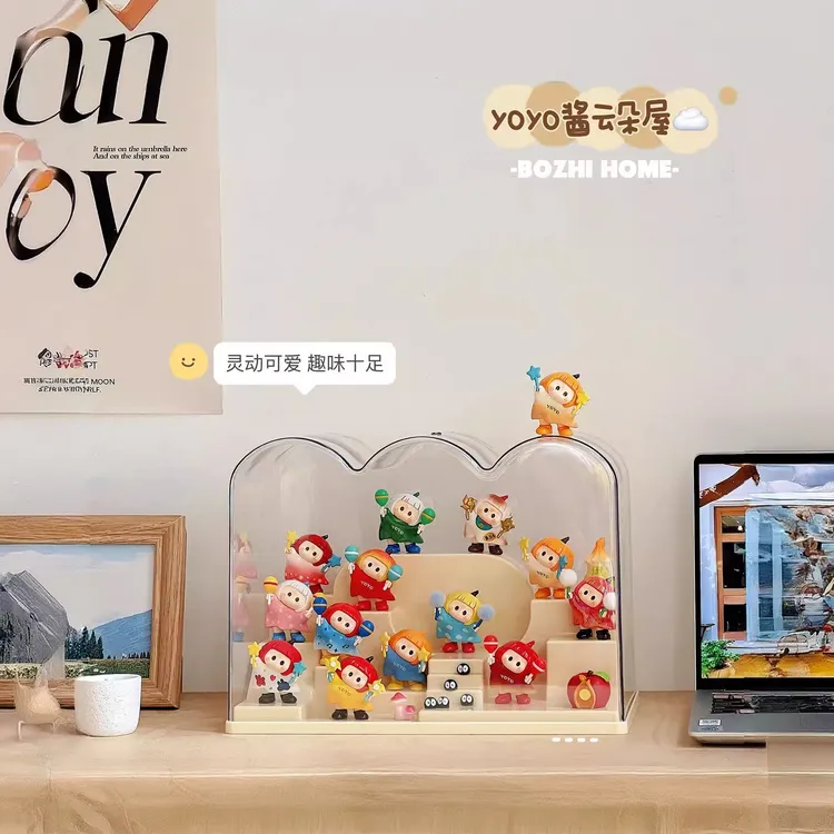 yoyo酱盲盒收纳展示架透明亚克力手办展示盒阶梯公仔小摆件收纳盒