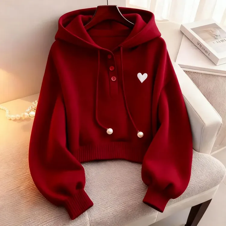 时尚慵懒风抽绳连帽卫衣女2025新款秋冬上衣穿搭高级感百搭外套女