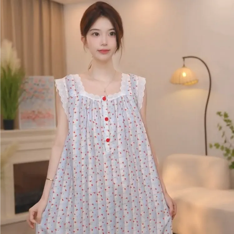 板栗小姐【粉花浅樱】2025年新款女夏季甜美风高级家居服可外穿睡裙