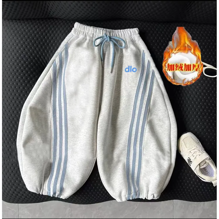 加绒/不加绒冬季儿童男女宝同款新款刺绣卫裤小中大童韩版卫裤