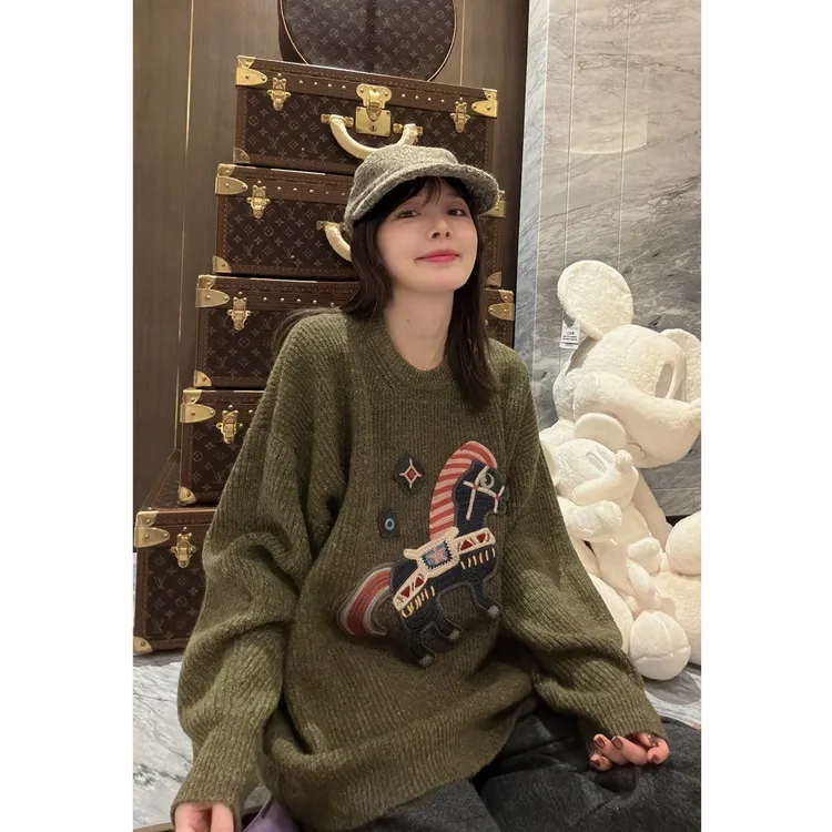 BETTER JOELAY-【许愿甜马】时尚针织套头毛衣慵懒LL6513