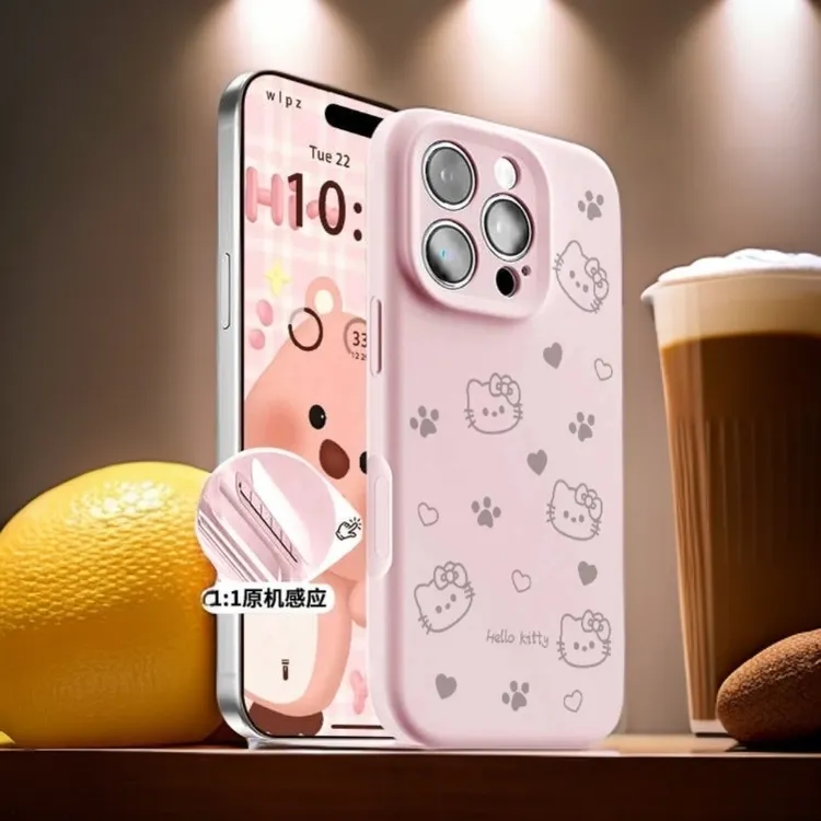 可爱HelloKitty猫适用于苹果16pro手机壳液态硅胶15pro/14/13全包