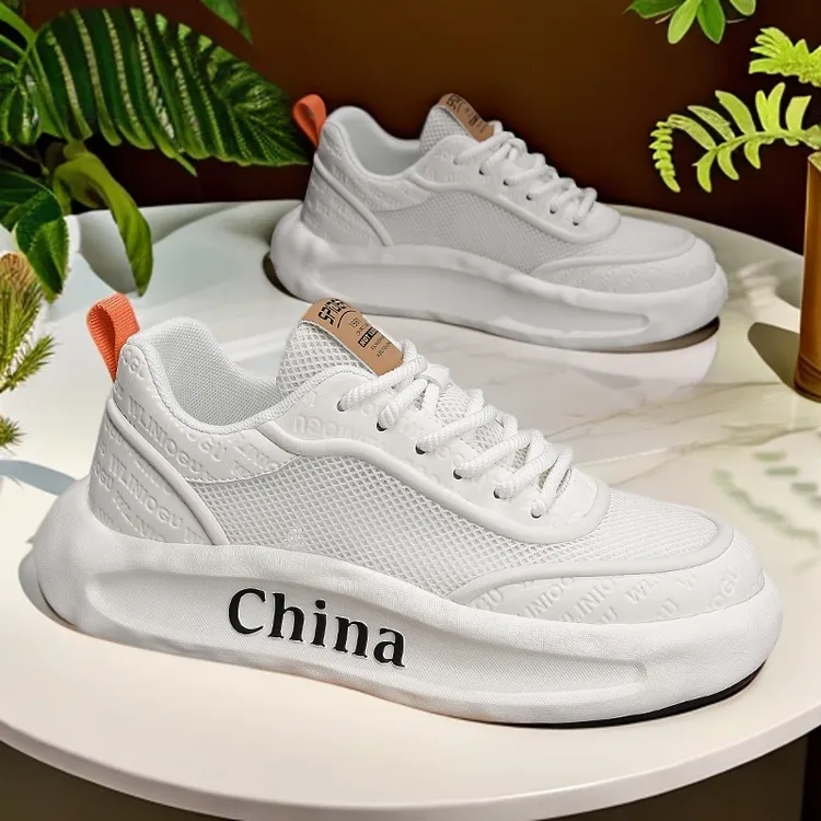 季透气薄款网面厚底阿甘板鞋休闲运动网鞋男莆田男鞋跑步镂空潮鞋