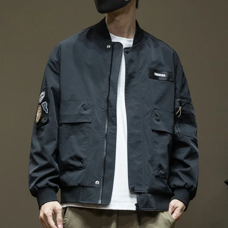 立领棒球服夹克男春秋新款休闲宽松运动工装潮牌青少年飞行服外套