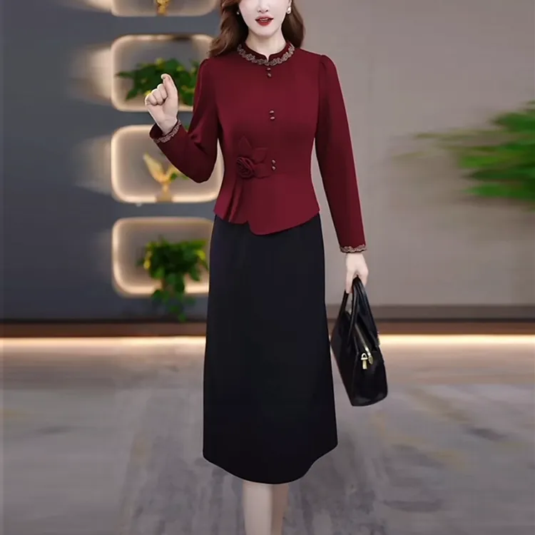 帛莱精纺气质轻奢高级感女装2025秋季新款时尚假两件显瘦连衣裙子