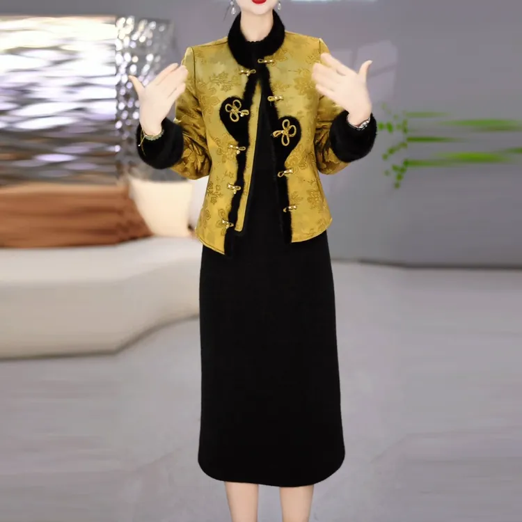 外套+连衣裙 2025冬季洋气减龄时尚百搭优雅显白显瘦套装裙高端