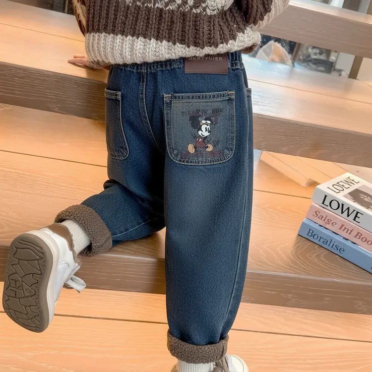 儿童加绒牛仔裤男童新款韩版冬装中小童炸街宝宝秋冬季休闲裤潮裤