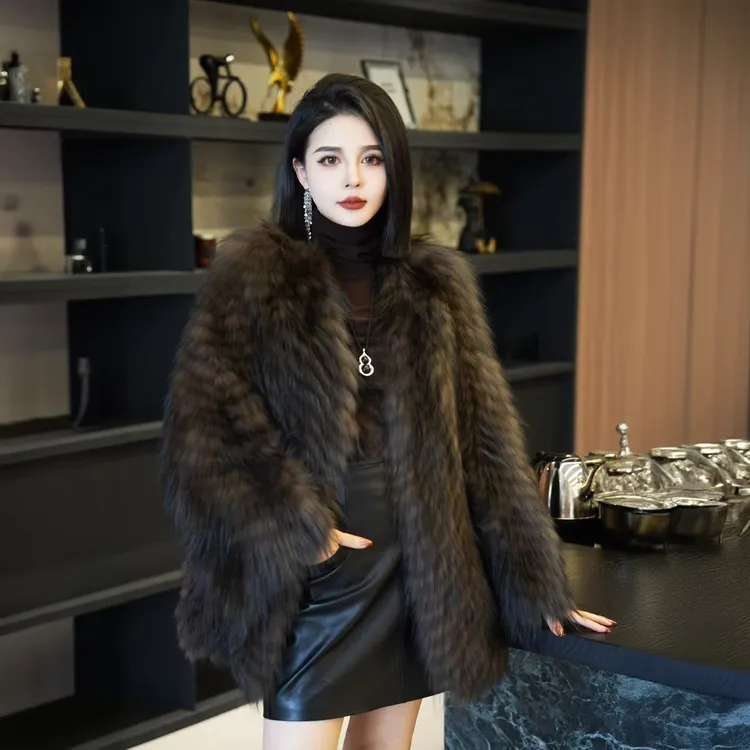 POPULARYW【沉隼掠影】Z·R上品屋 轻奢高级色狐狸毛皮草中长款外套