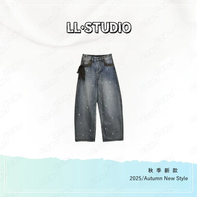 妙兮·LL秋季新款时尚气质百搭中式设计款高腰印染裤子*20251936