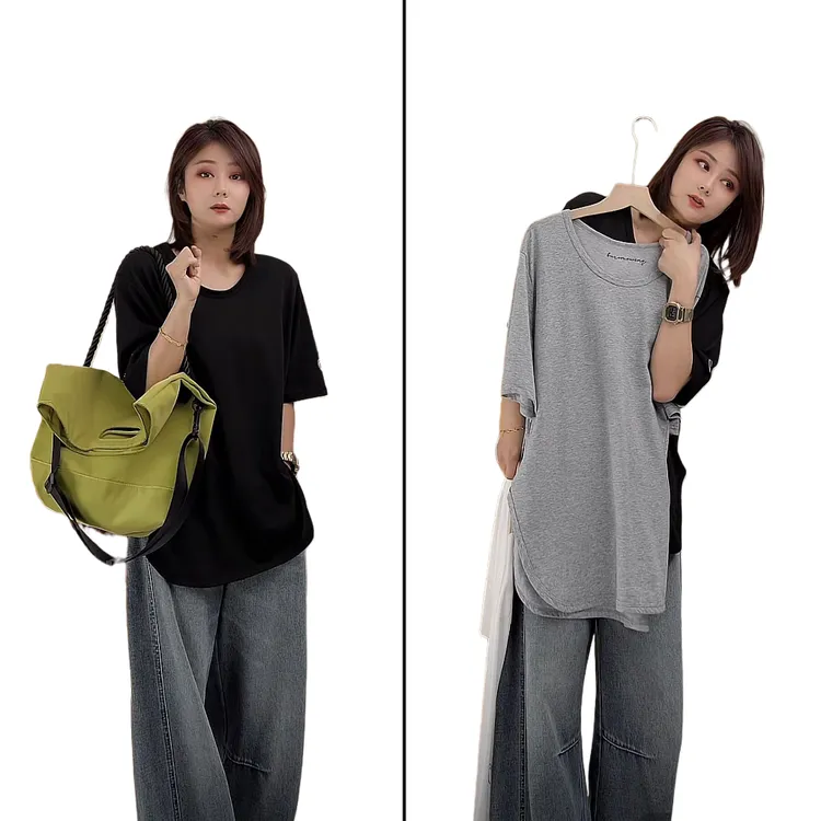 小韩日记【单调T恤】休闲夏季圆领短袖简约宽松纯色舒适百搭8221