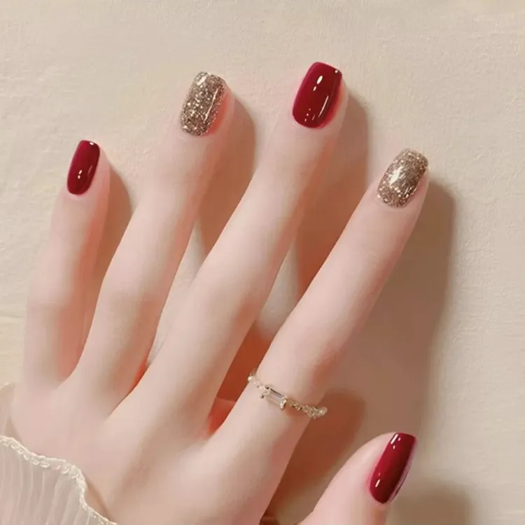 车厘子指甲油免烤显白爆闪香槟闪金持久不可撕拉2025新款指甲油