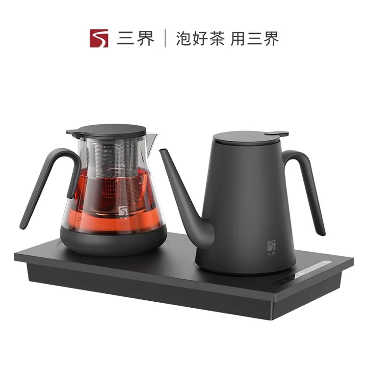 三界懒人嵌入泡茶机全自动一体一键煮茶茶桌茶壶茶杯套装