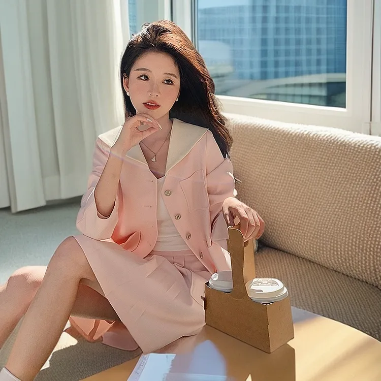 时尚套装【2025春款现货】粉色小香风套装
