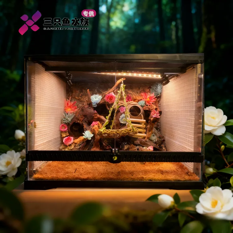 寄居蟹豪华饲养箱爬宠缸高透玻璃缸全套配置养蟹无忧成品发货