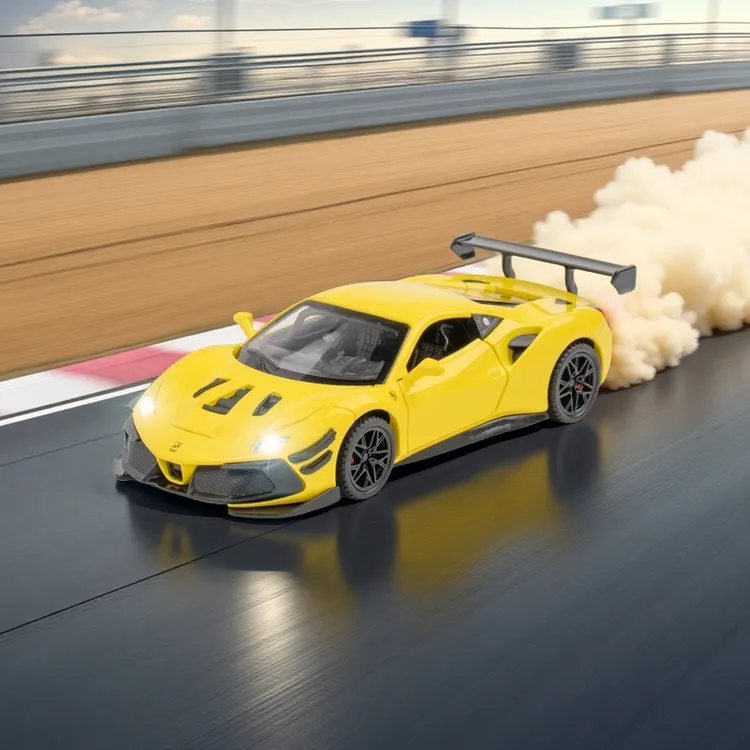 视频同款1:32法拉利拉法488合金跑车模型摆件回力灯效男生收藏 