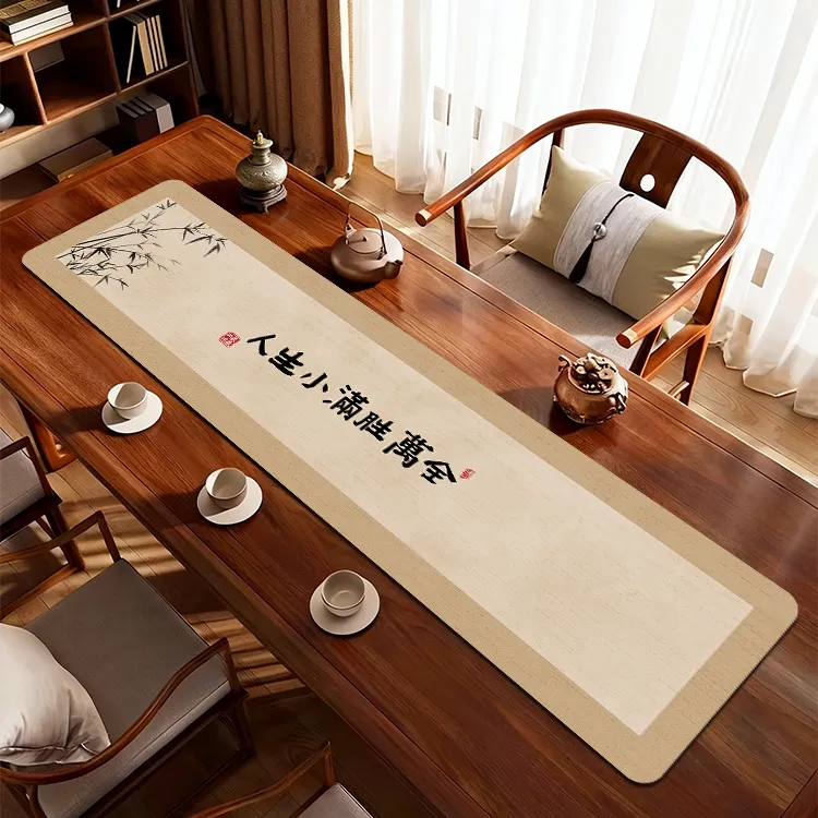 【丝光麻-30X80厘米】新中式茶席吸水茶桌垫隔热禅意茶垫防滑仿黄麻